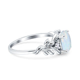 Leaf Style Oval Vintage Engagement Ring Lab Created White Opal 925 Sterling Silver Wholesale