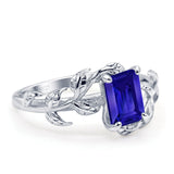 Art Deco Engagement Ring Leaf Simulated Blue Sapphire 925 Sterling Silver Wholesale
