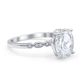 Solitaire Accent Oval Engagement Ring Cubic Zirconia 925 Sterling Silver Wholesale