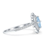Floral Oval Vintage Engagement Ring Simulated Aquamarine 925 Sterling Silver Wholesale