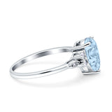 Vintage Teardrop Pear Engagement Ring Simulated Aquamarine CZ 925 Sterling Silver Wholesale