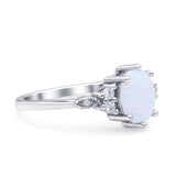 Oval Art Deco Statement Ring Lab Created White Opal 925 Sterling Silver Wholesale