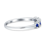Round Dazzling Eternity Wedding Band Simulated Blue Sapphire 925 Sterling Silver Wholesale