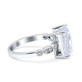 Vintage Emerald Cut Engagement Ring Simulated Cubic Zirconia 925 Sterling Silver Wholesale