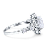 Art Deco Oval Engagement Ring Simulated Cubic Zirconia 925 Sterling Silver Wholesale