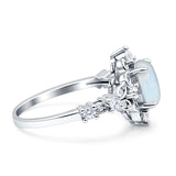 Art Deco Oval Engagement Ring Lab Created White Opal 925 Sterling Silver Wholesale