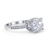 Elegant Hidden Halo Cushion Engagement Ring Cubic Zirconia 925 Sterling Silver Wholesale