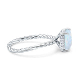 Vintage Twisted Band Emerald Cut Engagement Ring Lab Created White Opal 925 Sterling Silver Wholesale