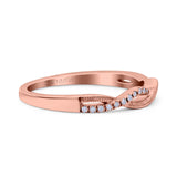 14K Rose Gold 0.07ct Round 3mm Twisted Infinity F SI1 Half Eternity Band Diamond Engagement Wedding Ring Size 6.5