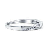 14K White Gold 0.07ct Round 3mm Twisted Infinity F SI1 Half Eternity Band Diamond Engagement Wedding Ring Size 6.5