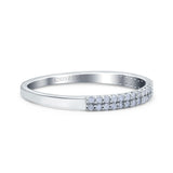 14K White Gold 0.17ct Round 2.3mm Double Row Pave Art Deco G SI Half Eternity Band Diamond Engagement Wedding Ring Size 6.5