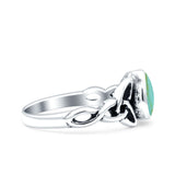 Celtic Pear Simulated Turquoise Ring Solid Oxidized 925 Sterling Silver
