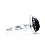 Petite Dainty Pear Simulated Black Onyx Ring Solid Oxidized 925 Sterling Silver