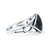 Infinity Shank Simulated Black Onyx Ring Solid Round Oxidized 925 Sterling Silver