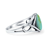 Infinity Shank Simulated Turquoise Ring Solid Round Oxidized 925 Sterling Silver