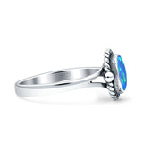 Oval New Design Thumb Ring Statement Fashion Oxidized Lab Created Blue Opal Solid 925 Sterling Silver