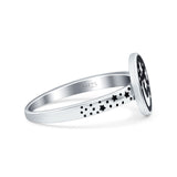 Moon and Stars Oxidized Band Solid 925 Sterling Silver Thumb Ring (10mm)