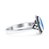 Vintage Style Marquise New Design Thumb Ring Statement Fashion Lab Blue Opal 925 Sterling Silver