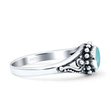 Petite Dainty Vintage Style Oval Thumb Ring Statement Fashion Simulated Turquoise 925 Sterling Silver