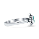 Petite Dainty New Style Oval Statement Fashion Oxidized Simulated Turquoise 925 Sterling Silver