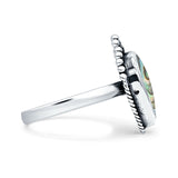 Petite Dainty Statement Fashion Pear Thumb Ring Simulated Abalone 925 Sterling Silver