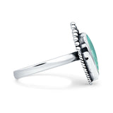 Petite Dainty Statement Fashion Pear Thumb Ring Simulated Turquoise 925 Sterling Silver