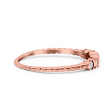 14K Rose Gold 0.13ct Round 2.5mm Stackable Band G SI Half Eternity Diamond Engagement Wedding Ring Size 6.5