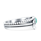Crescent Moon Ring Round Turquoise Oxidized 925 Sterling Silver Wholesale