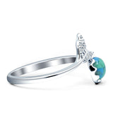 Mermaid Ring Fishtail Round Turquoise & Cubic Zirconia 925 Sterling Silver wholesale