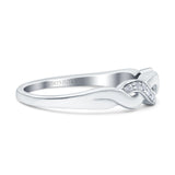 14K White Gold 0.03ct Round 4.5mm Infinity Band G SI Half Eternity Diamond Engagement Wedding Ring Size 6.5