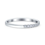 14K White Gold 0.18ct Round 2mm G SI Stackable Eternity Diamond Engagement Wedding Band Ring Size 6.5