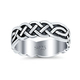 Celtic Oxidized Band Solid 925 Sterling Silver Thumb Ring (8mm)