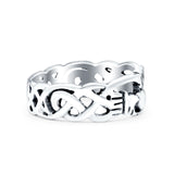 Claddagh Oxidized Band Solid 925 Sterling Silver Thumb Ring (8mm)