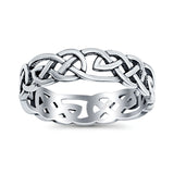 Celtic Oxidized Band Solid 925 Sterling Silver Thumb Ring (5mm)