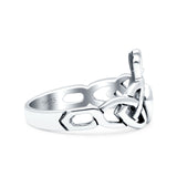 Claddagh Oxidized Band Solid 925 Sterling Silver Thumb Ring (11mm)