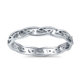 Celtic Rhodium Plated Band Solid 925 Sterling Silver Thumb Ring (4mm)