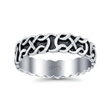 Celtic Oxidized Band Solid 925 Sterling Silver Thumb Ring (6mm)