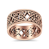 Weave Celtic Oxidized Band Solid Rose Tone 925 Sterling Silver Thumb Ring (10mm)