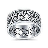 Weave Celtic Oxidized Band Solid 925 Sterling Silver Thumb Ring (10mm)