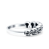 Skulls Oxidized Band Solid 925 Sterling Silver Thumb Ring (5mm)