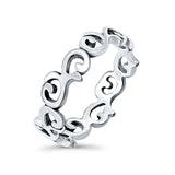 Vines Oxidized Band Solid 925 Sterling Silver Thumb Ring (6mm)