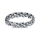 Crisscross Infinity Braid Ring Oxidized Band Solid 925 Sterling Silver Thumb Ring (4mm)