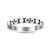 Spirals Oxidized Band Solid 925 Sterling Silver Thumb Ring (2.5mm)