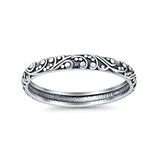 Filigree Bali Oxidized Band Solid 925 Sterling Silver Thumb Ring (3mm)