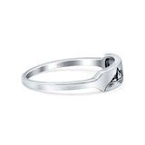 Mountains Oxidized Band Solid 925 Sterling Silver Thumb Ring (4mm)