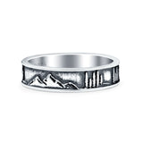 Scenery Oxidized Band Solid 925 Sterling Silver Thumb Ring (5mm)