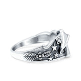 Mushroom Oxidized Band Solid 925 Sterling Silver Thumb Ring (12mm)