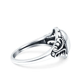 Filigree Vintage Style Oxidized Band Solid 925 Sterling Silver Thumb Ring (12mm)