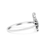Crab Petite Dainty Thumb Ring Oval Oxidized Lab Created White Opal Statement Fashion Ring 925 Sterling Silver