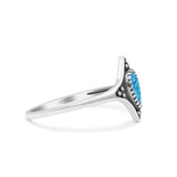 Teardrop Pear Petite Dainty Thumb Ring Lab Created Blue Opal Statement Fashion Ring 925 Sterling Silver